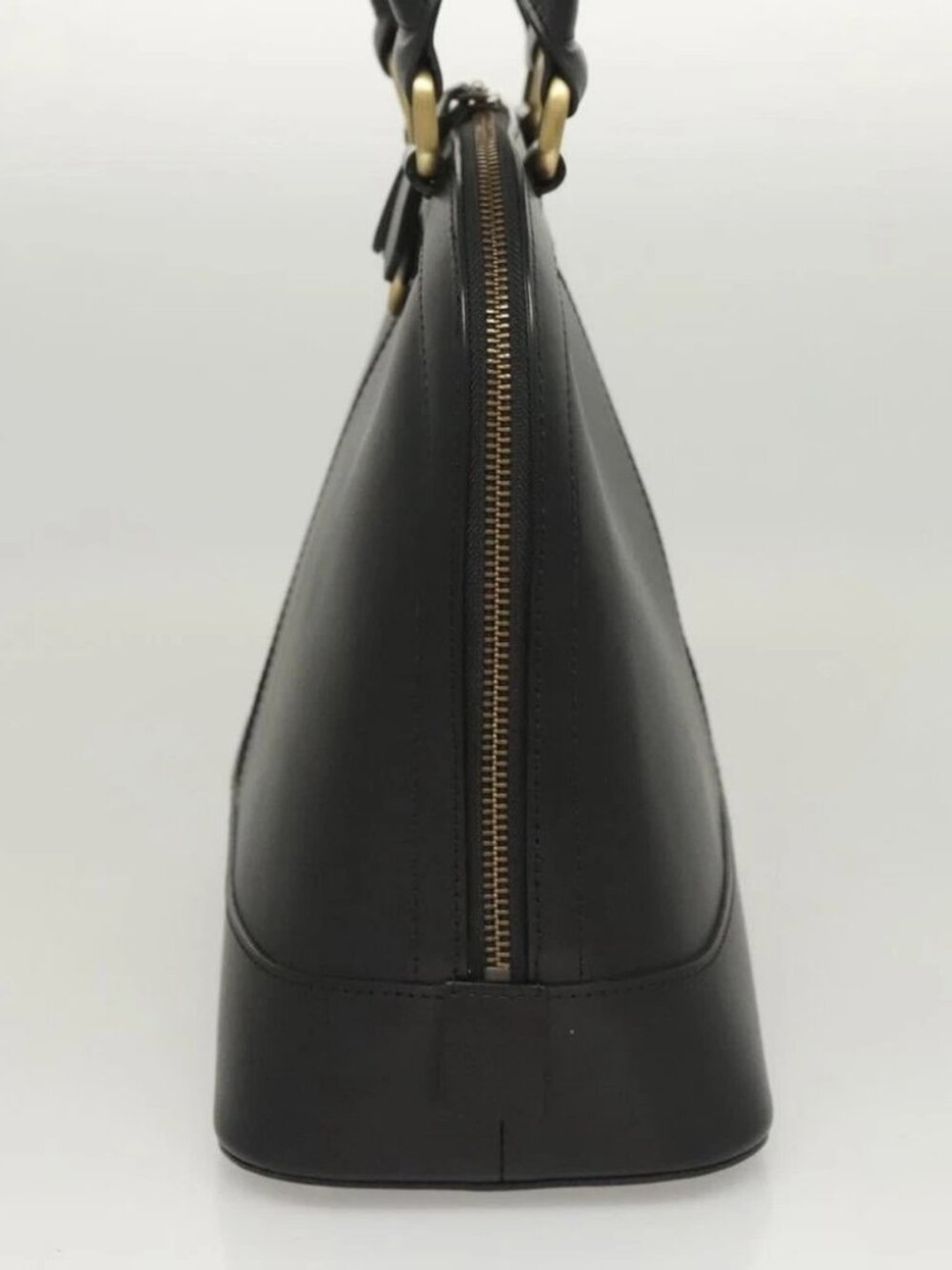 BURBERRY Hand Bag Leather Gold Black Auth - Picture 5 of 16